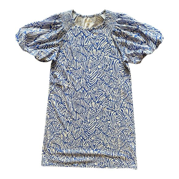 Lilly Pulitzer Rosen T-Shirt Dress Small 100% Cotton Martinique Blue Zee Bebe - Picture 1 of 5